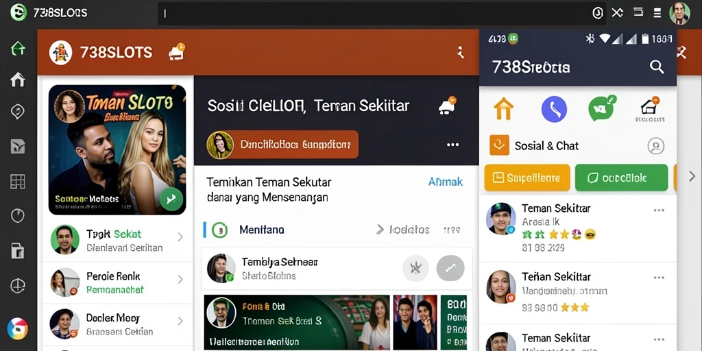Antarmuka aplikasi 738SLOTS yang ramah pengguna untuk Teman Sekitar.