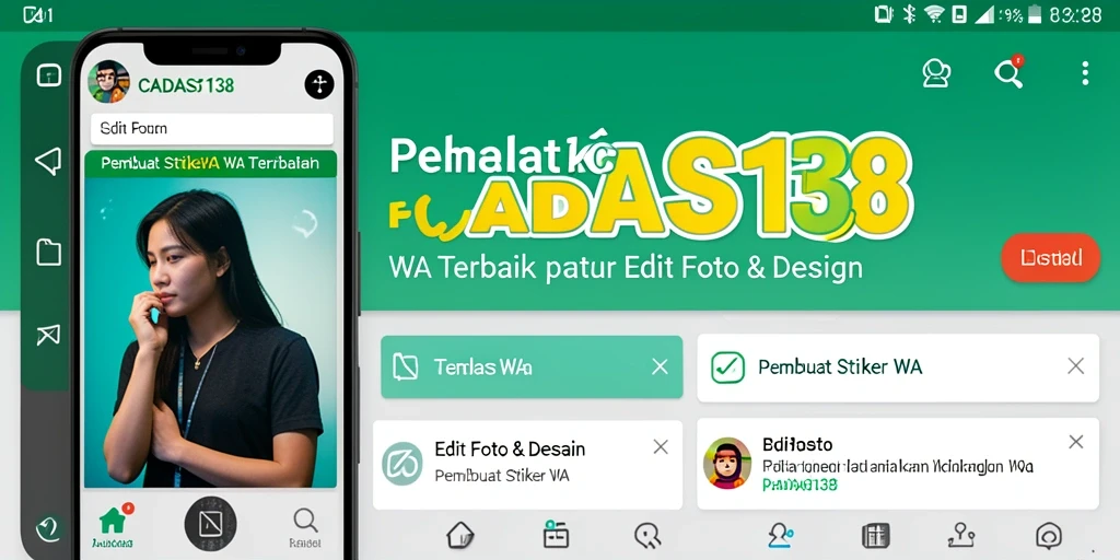Antarmuka aplikasi CADAS138 untuk membuat stiker WA yang menarik.