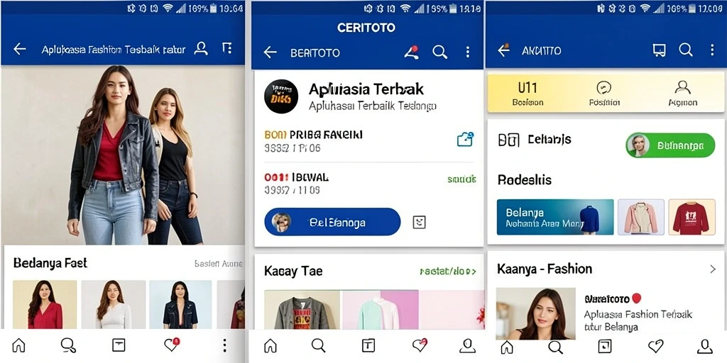Tampilan antarmuka aplikasi CERITOTO untuk belanja fashion.