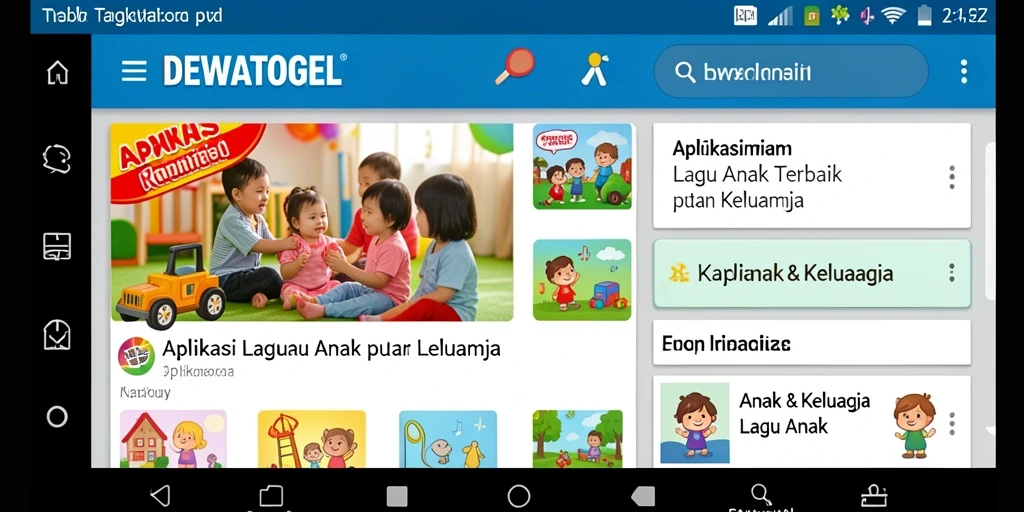 Antarmuka DEWATOGEL dengan berbagai lagu anak yang ceria.