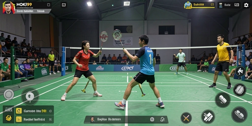 Tampilan antarmuka HOKI99 yang menarik dan intuitif untuk bermain badminton.
