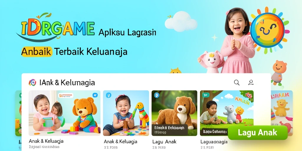 Tampilan antarmuka aplikasi IDRGAME dengan berbagai pilihan lagu anak.
