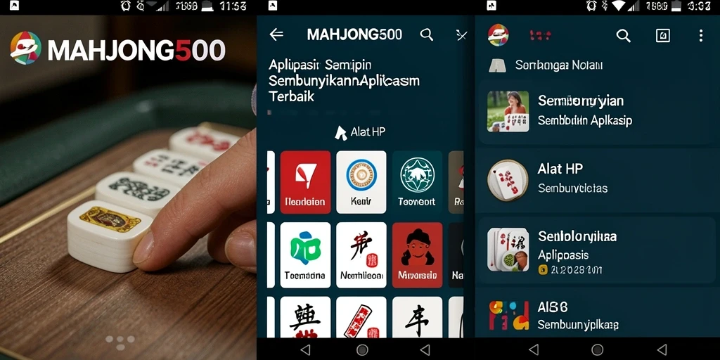 Tampilan antarmuka pengguna MAHJONG500 untuk menyembunyikan aplikasi.