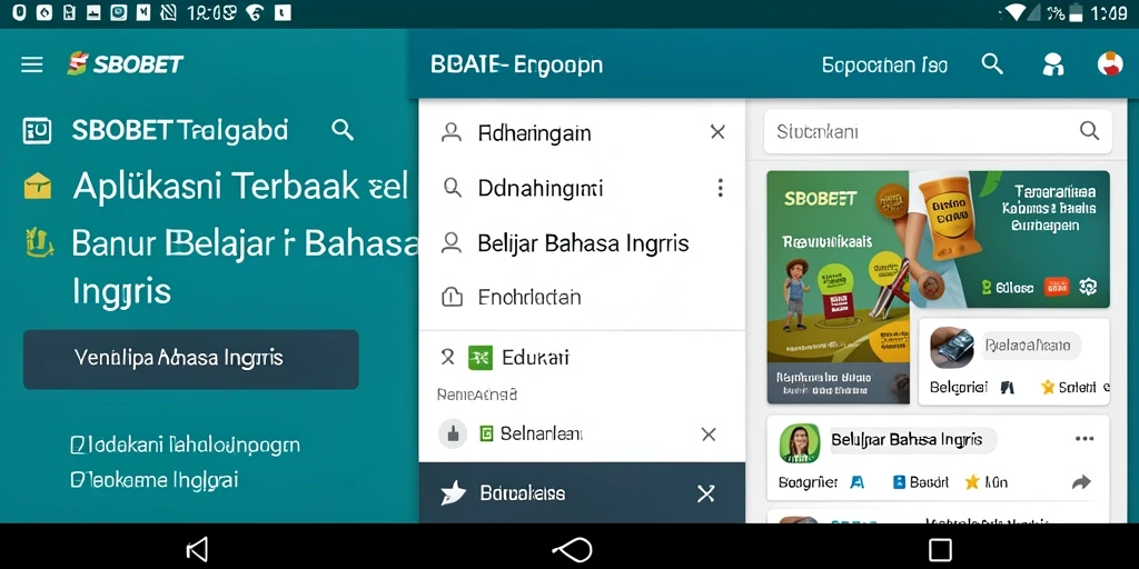 Tampilan antarmuka aplikasi SBOBET untuk belajar Bahasa Inggris dengan fitur menarik.