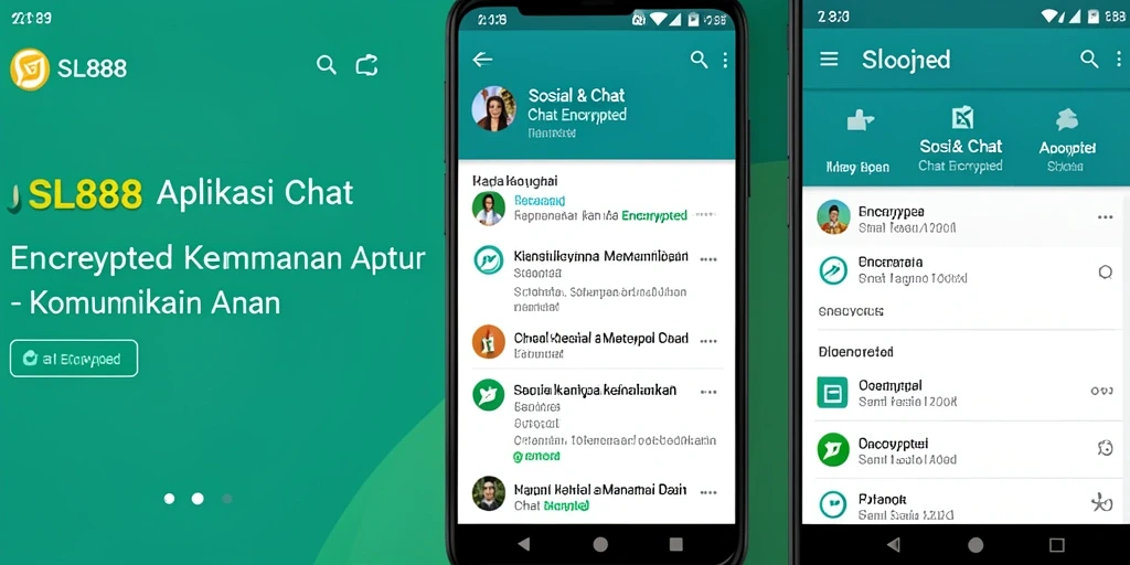Antarmuka pengguna SL888 untuk komunikasi yang aman dan tersandi.