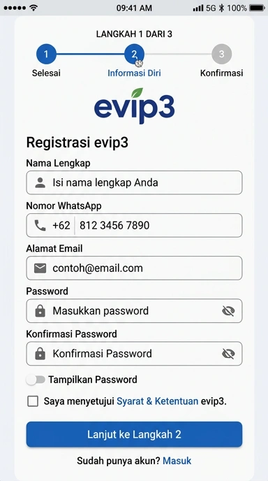 Buat Akun Baru evip3 dengan Mudah dan Cepat